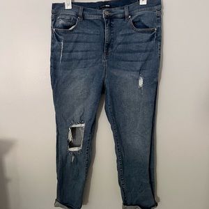 Fashion Nova Distressed Blue High Waisted Jeans
